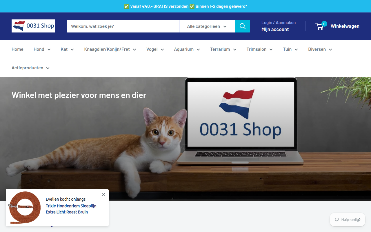 Screenshot van 0031shop.nl