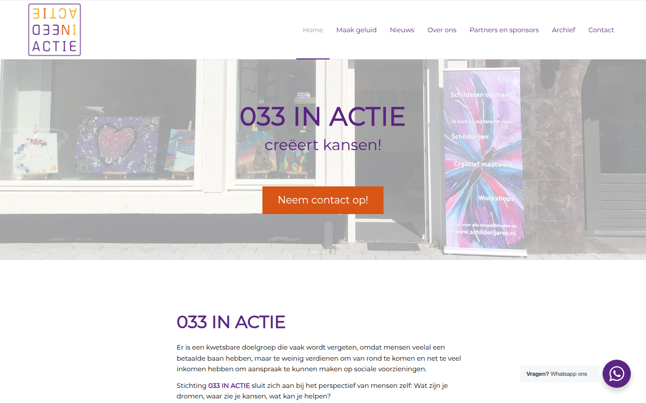 Screenshot van 033inactie.nl