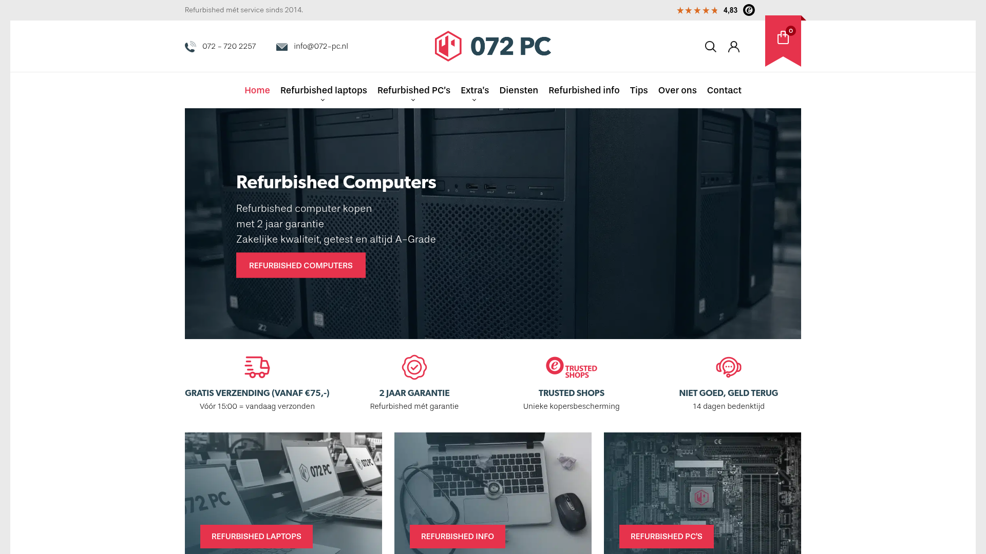 Screenshot van 072-pc.nl
