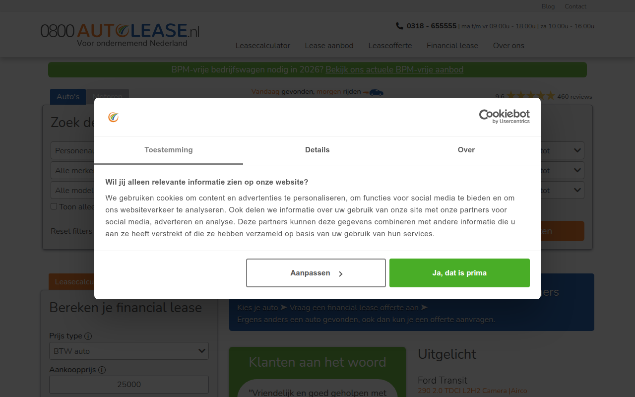 Screenshot van 0800autolease.nl