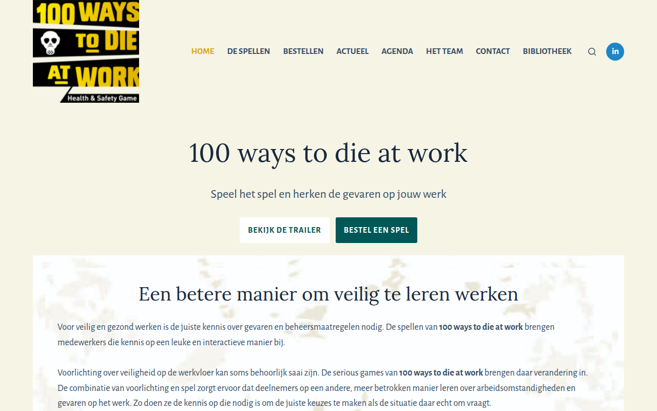 Screenshot van 100waystodieatwork.nl