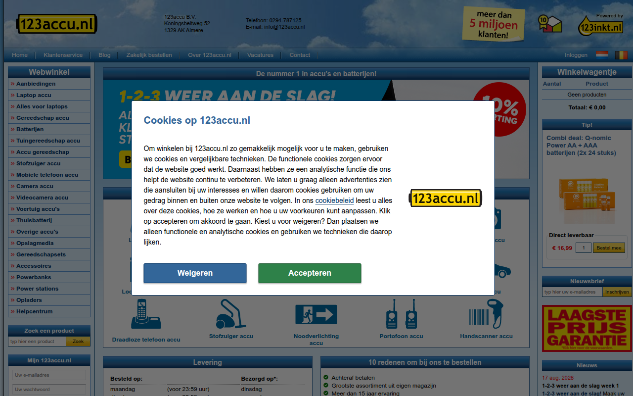 Screenshot van 123accu.nl