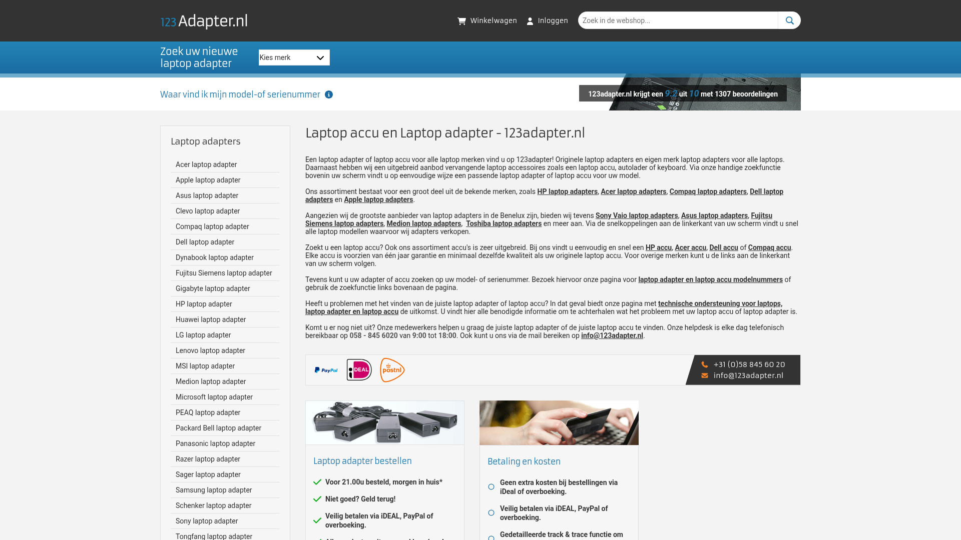 Screenshot van 123adapter.nl