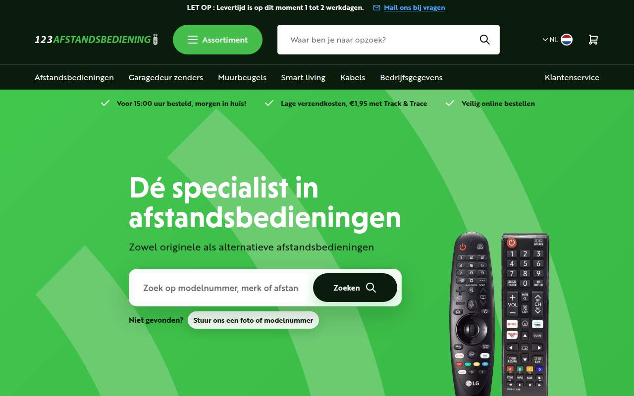 Screenshot van 123afstandsbediening.nl