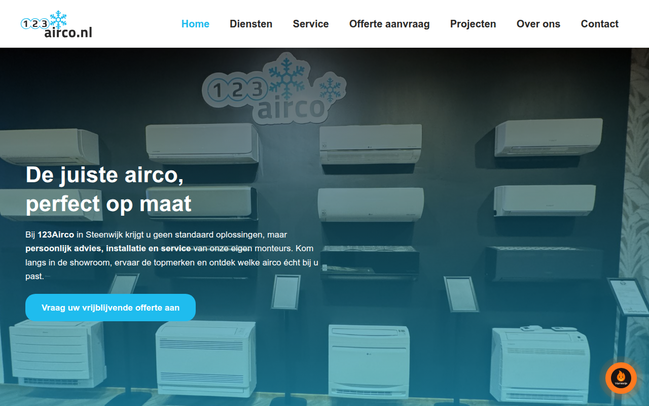 Screenshot van 123airco.nl