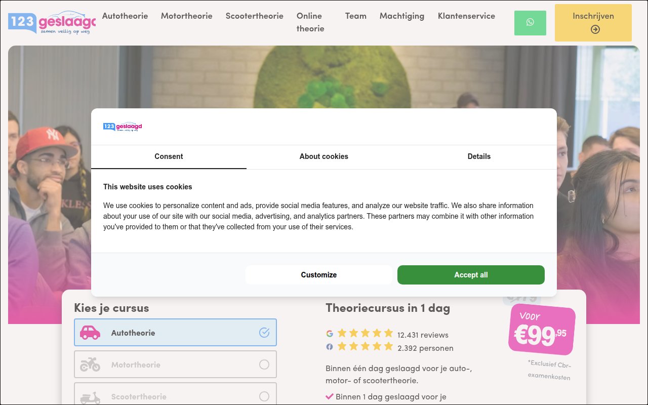 Screenshot van 123geslaagd.nl