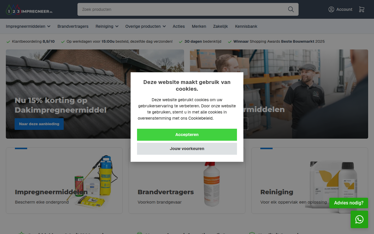 Screenshot van 123impregneer.nl