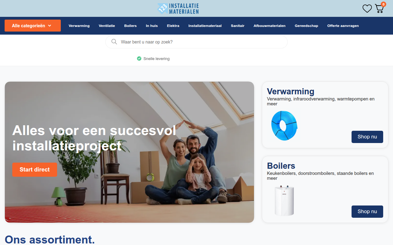 Screenshot van 123installatiematerialen.nl
