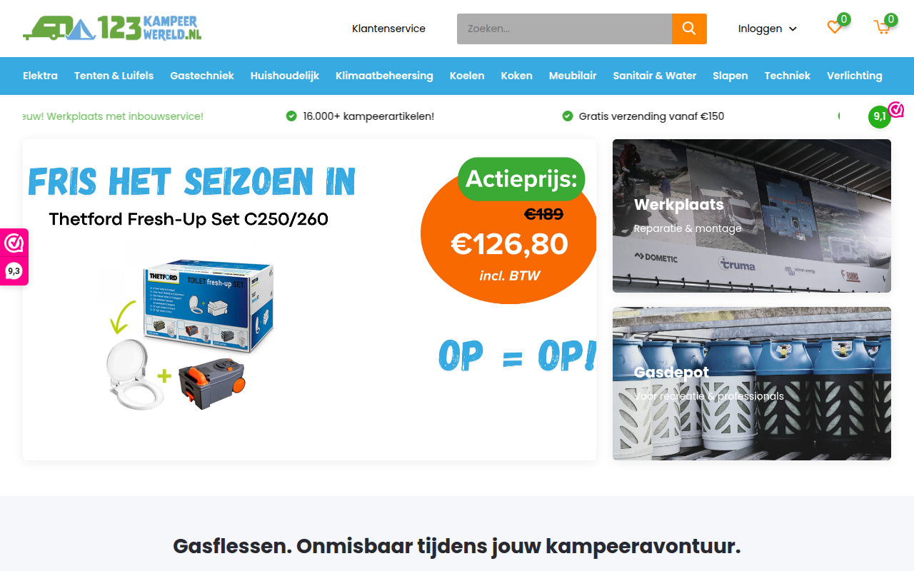 Screenshot van 123kampeerwereld.nl