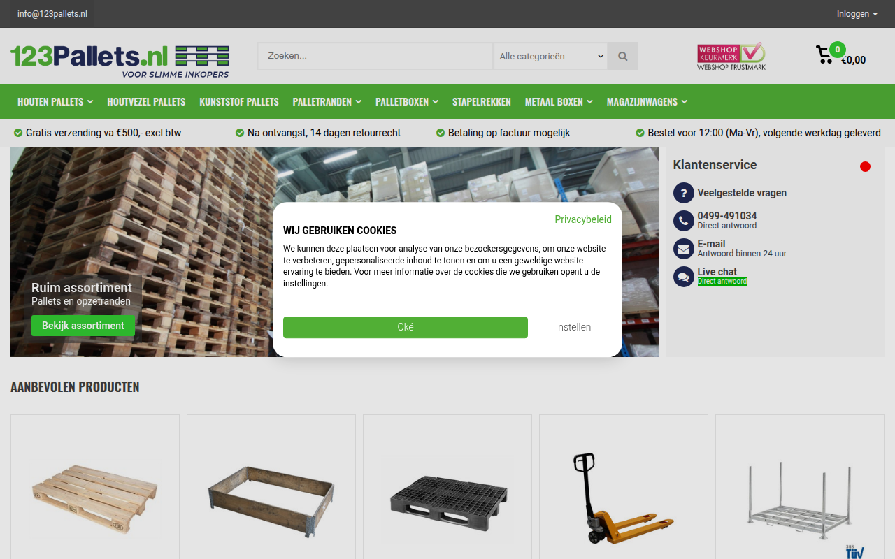Screenshot van 123pallets.nl