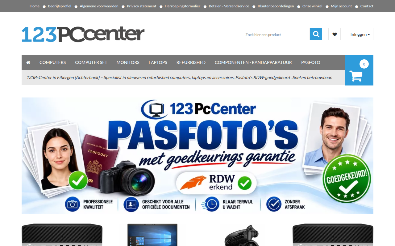 Screenshot van 123pccenter.nl
