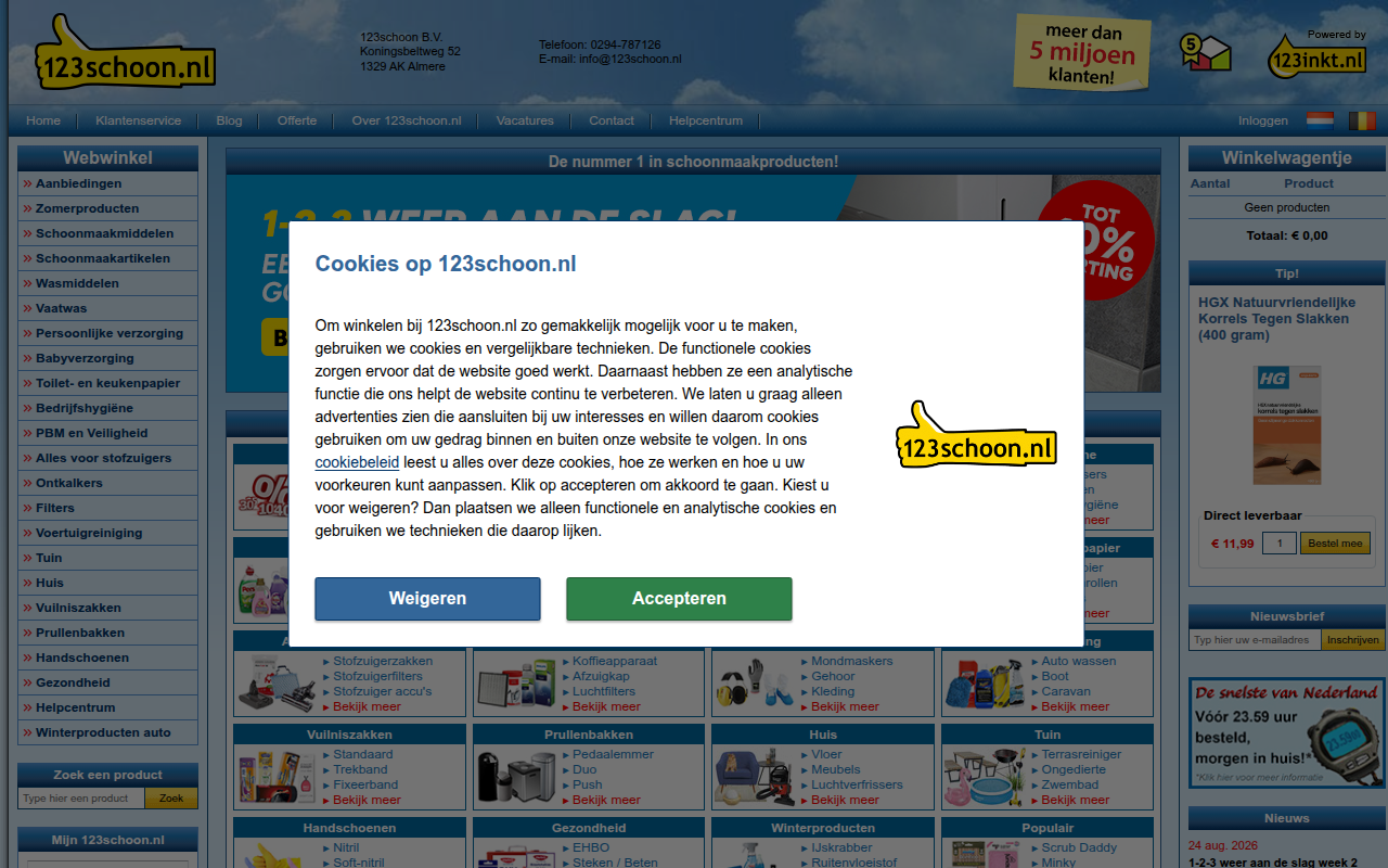 Screenshot van 123schoon.nl