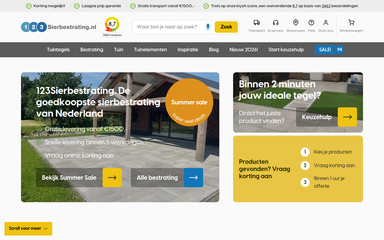 Screenshot van 123sierbestrating.nl