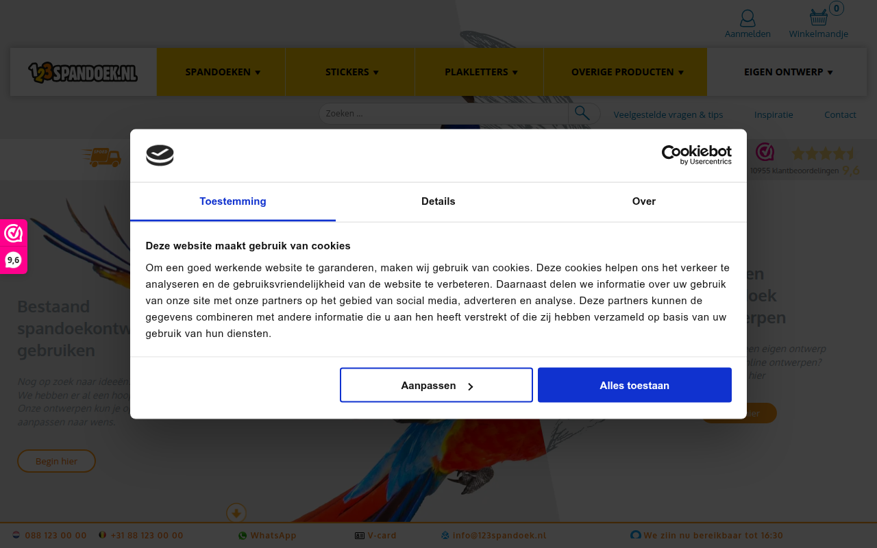 Screenshot van 123spandoek.nl