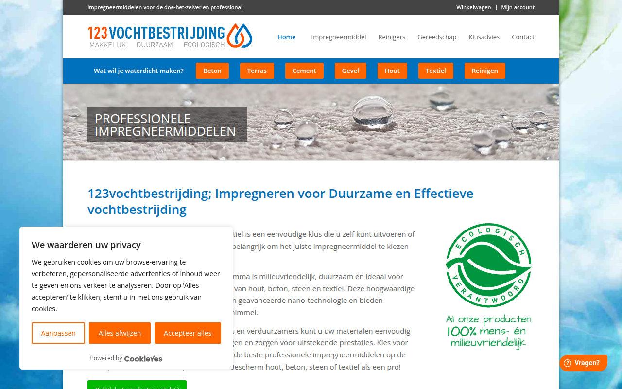 Screenshot van 123vochtbestrijding.nl