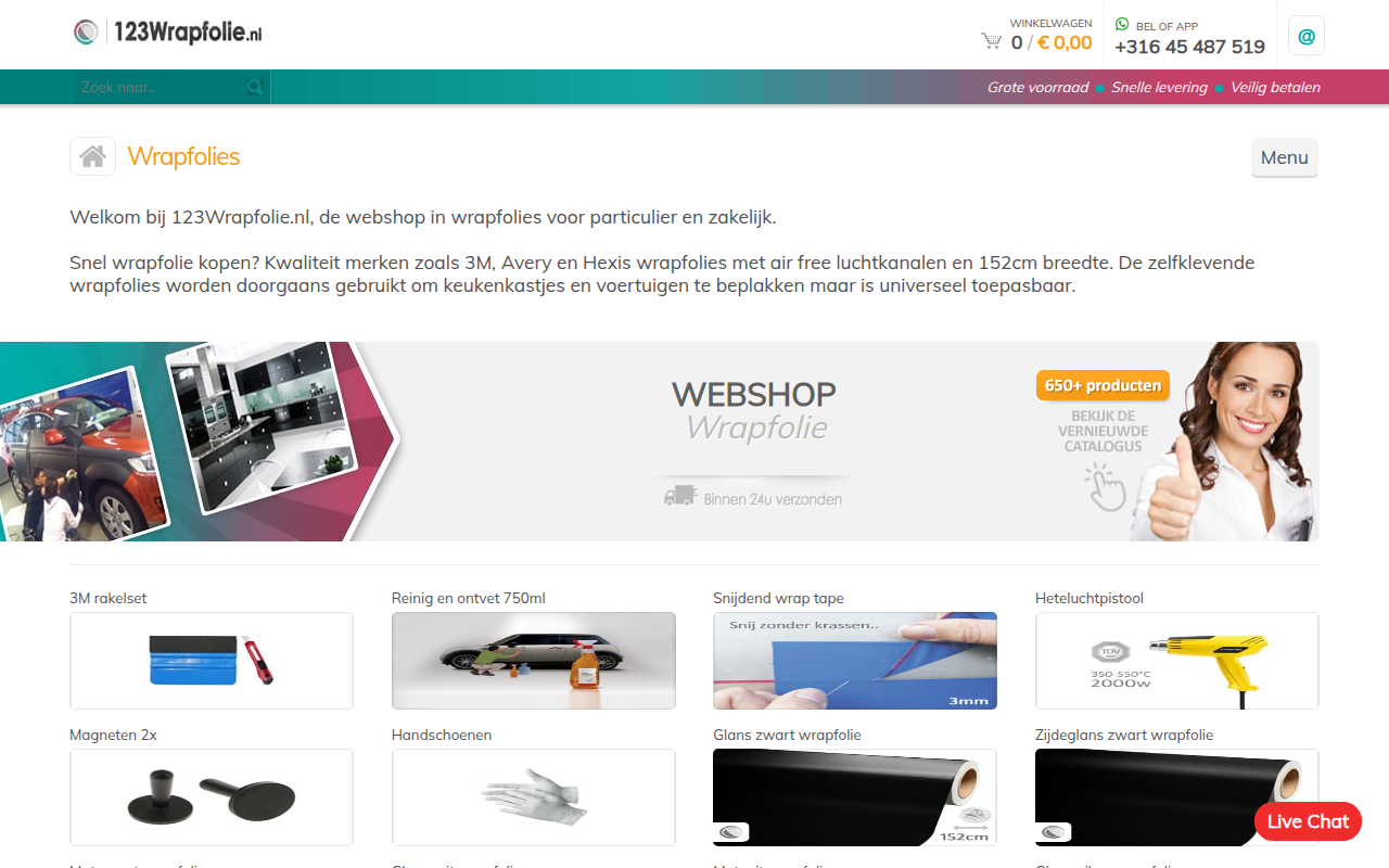 Screenshot van 123wrapfolie.nl