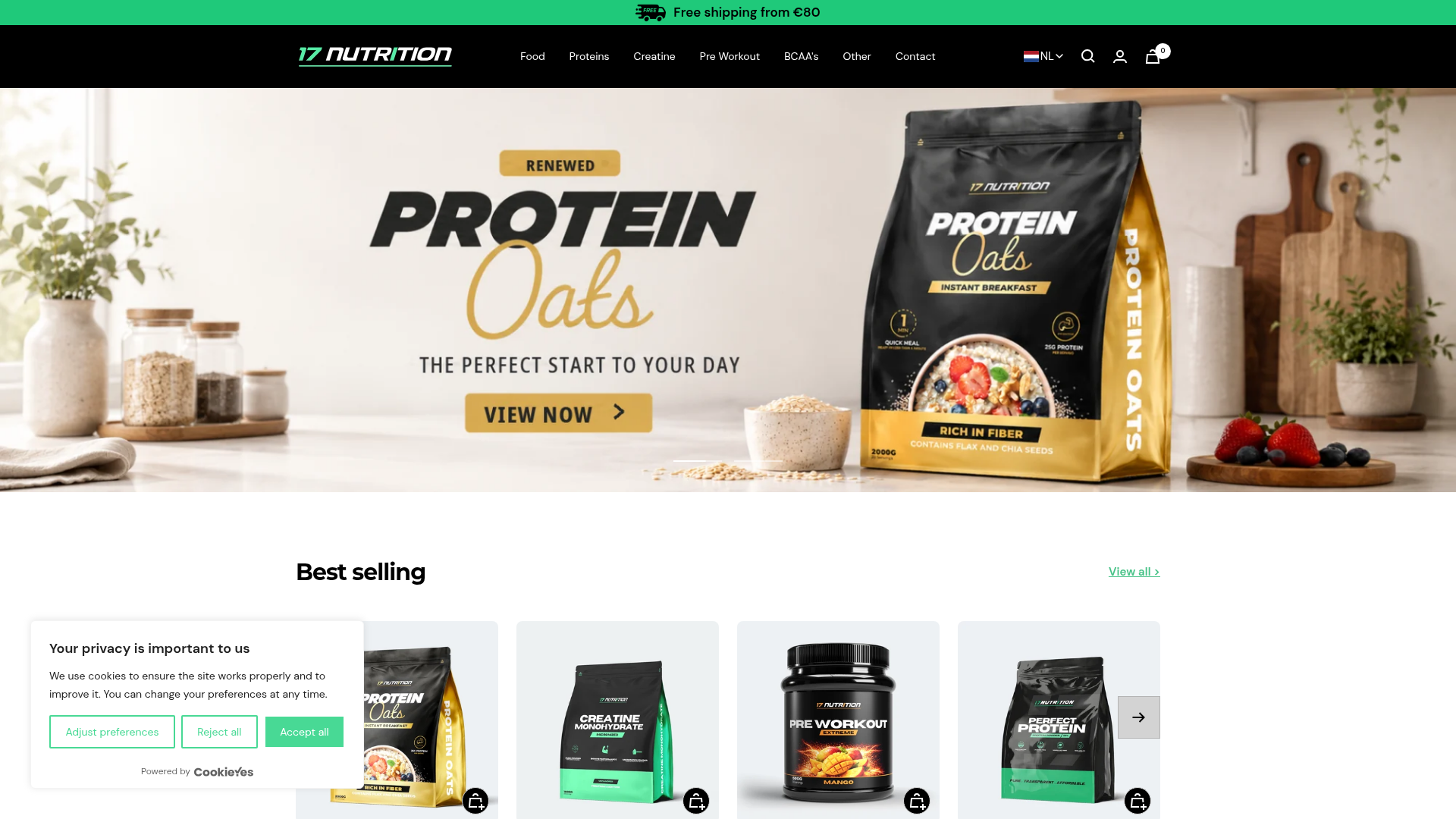 Screenshot van 17nutrition.com