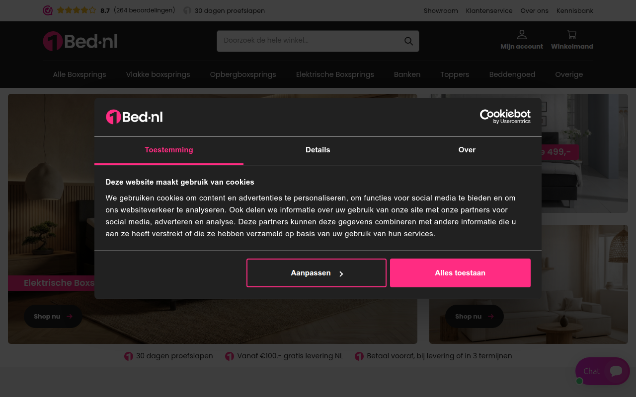 Screenshot van 1bed.nl