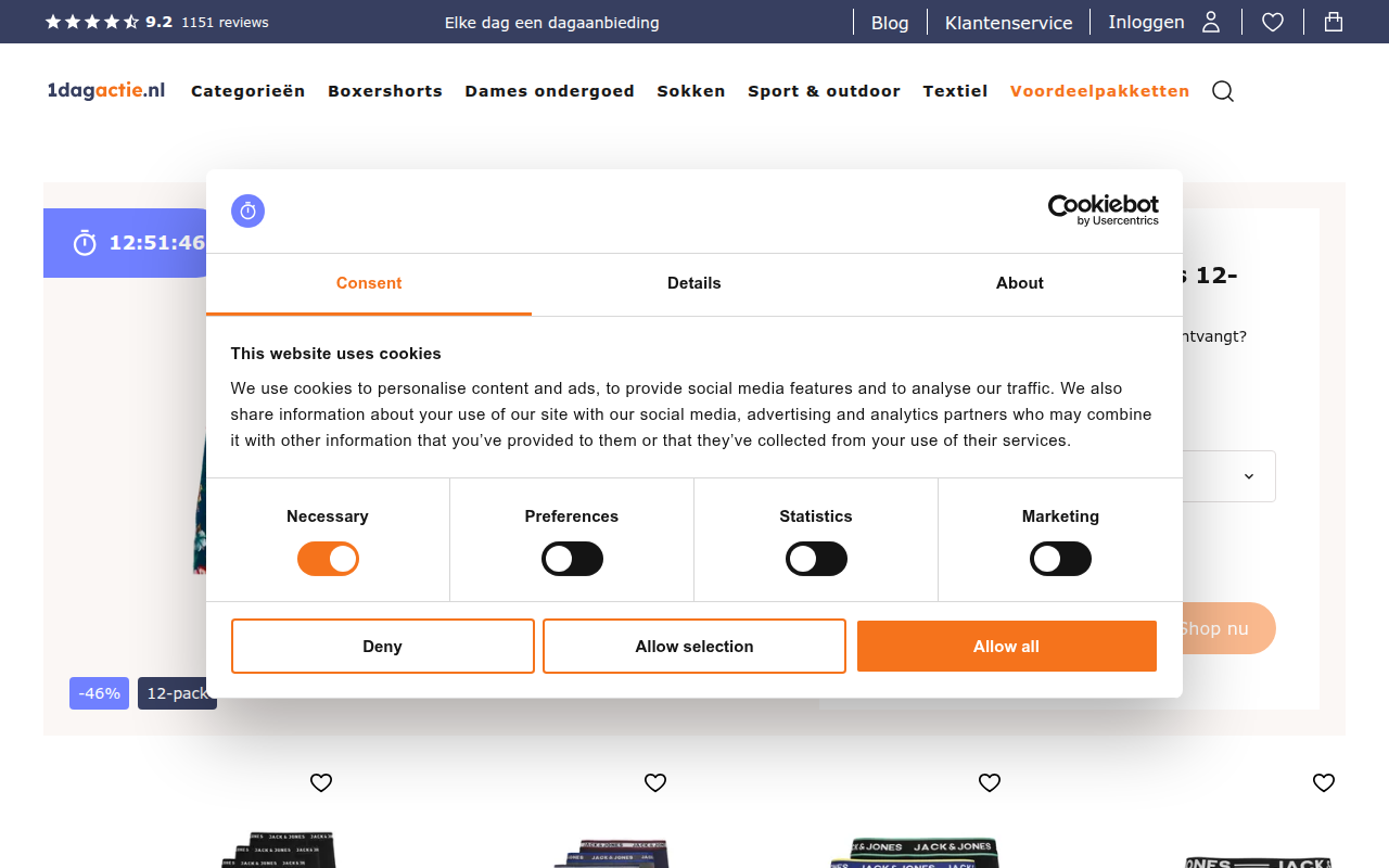 Screenshot van 1dagactie.nl