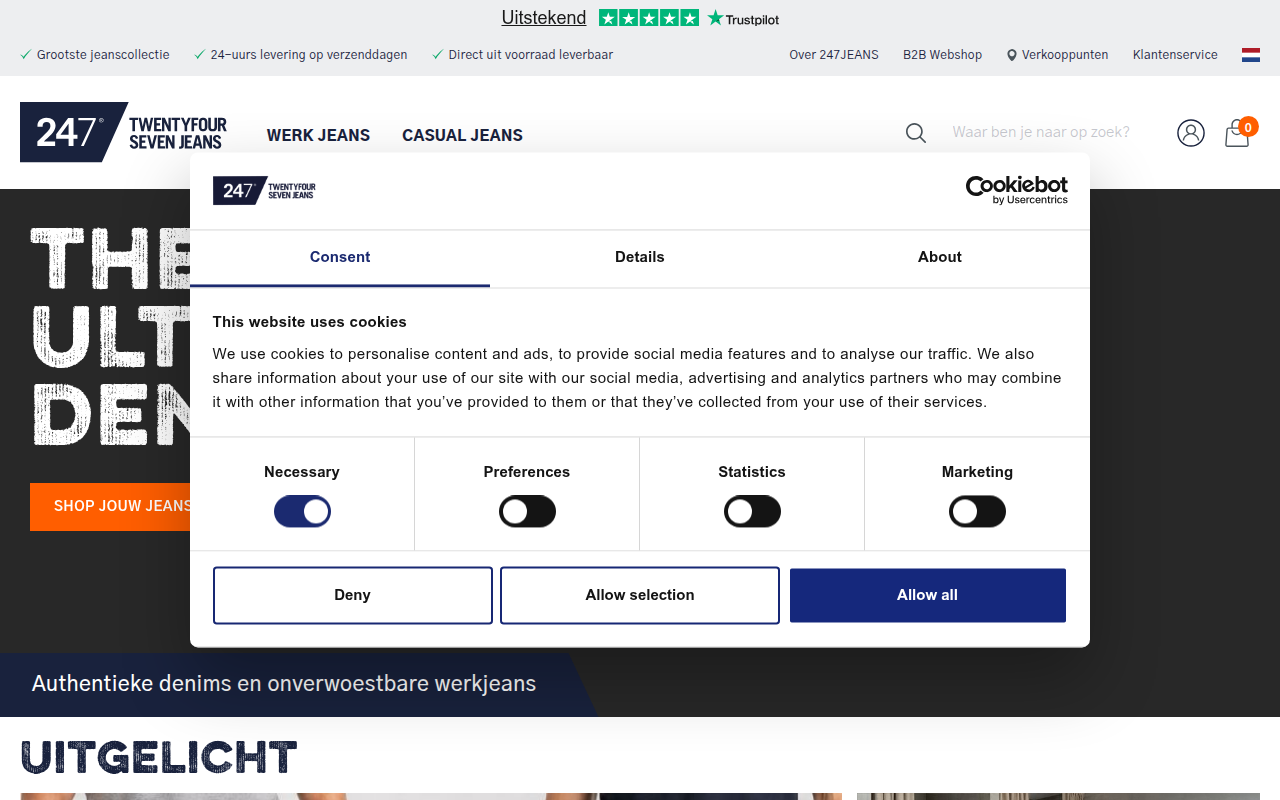 Screenshot van 247jeans.com
