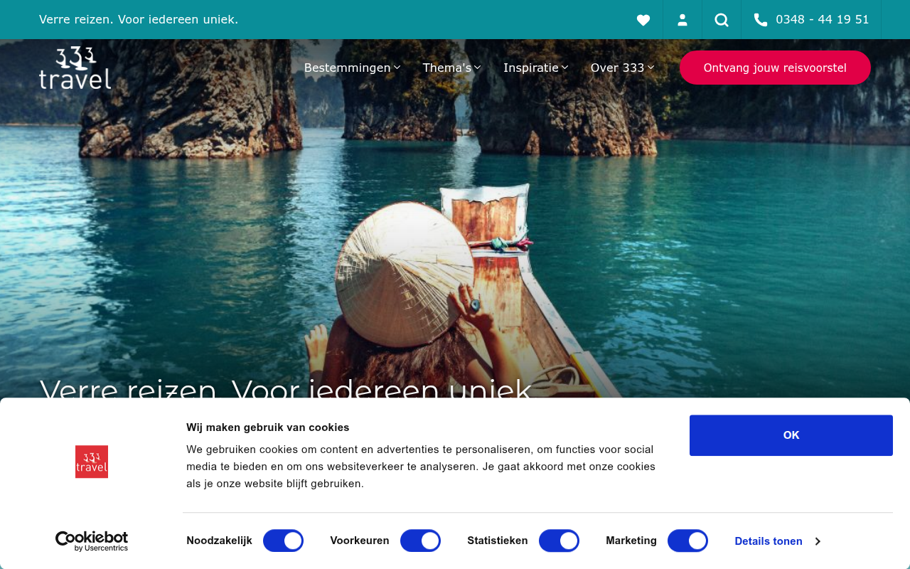 Screenshot van 333travel.nl