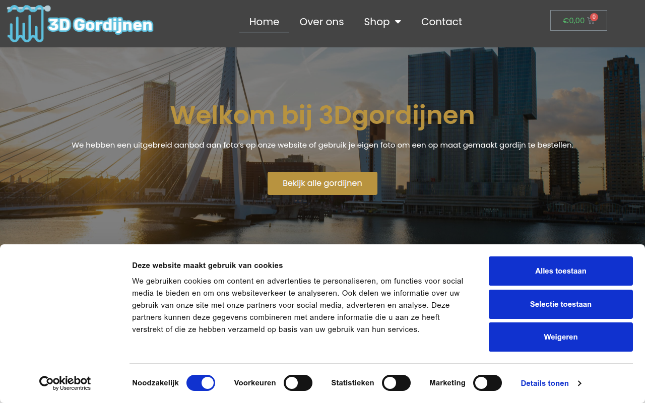Screenshot van 3dgordijnen.nl