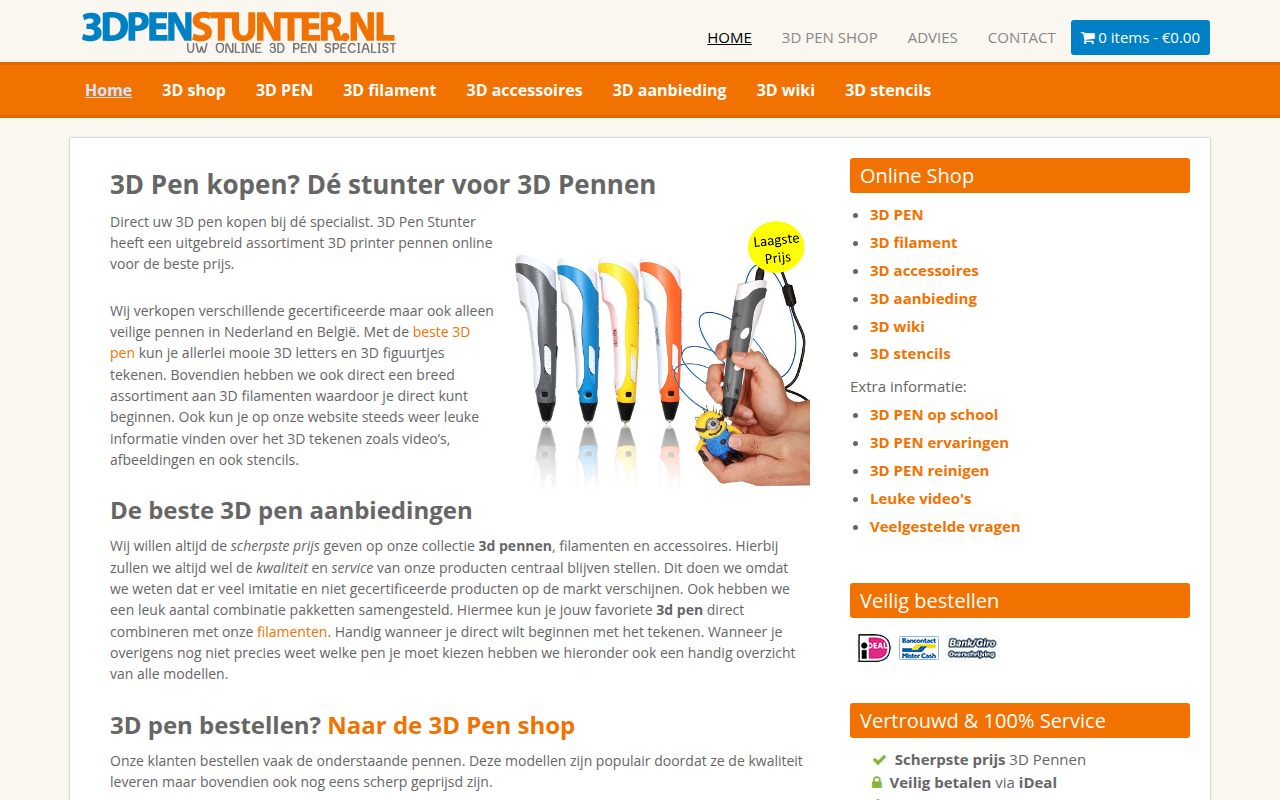 Screenshot van 3dpenstunter.nl