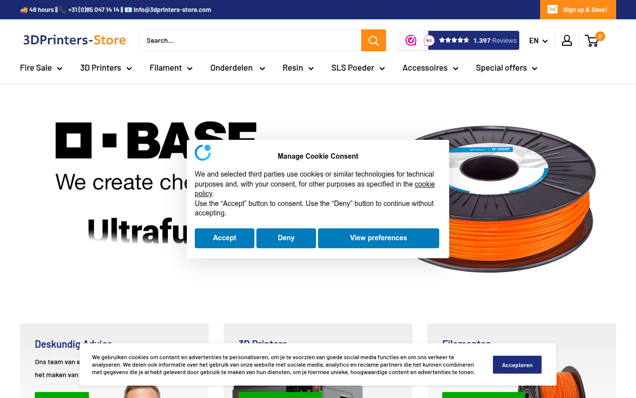 Screenshot van 3dprinters-store.com