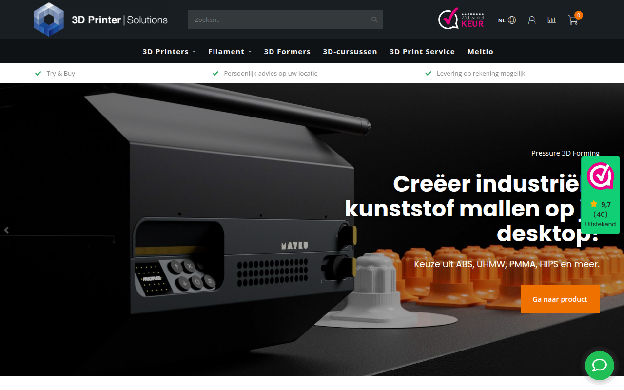 Screenshot van 3dprintersolutions.nl