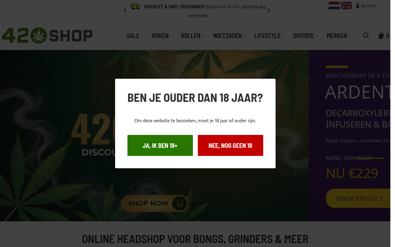Screenshot van 420shop.nl