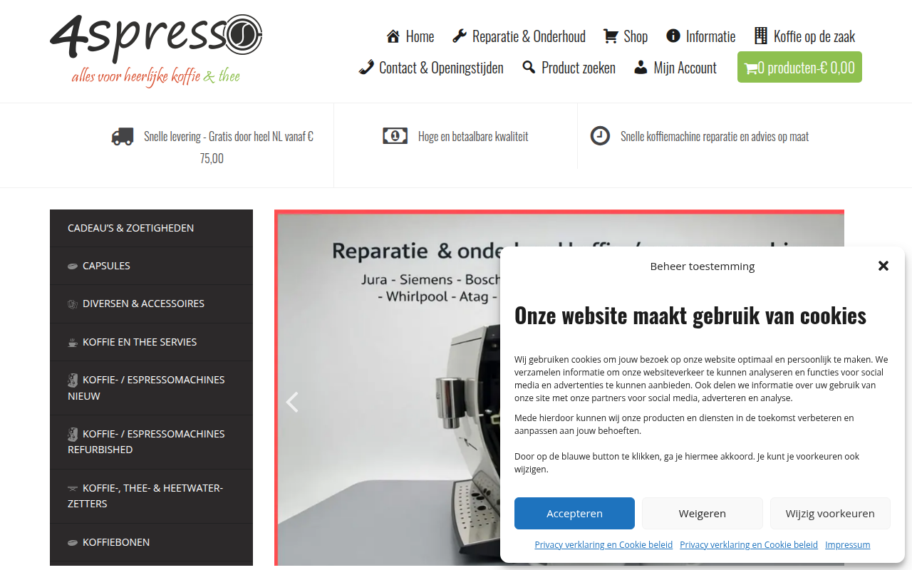 Screenshot van 4spresso.nl