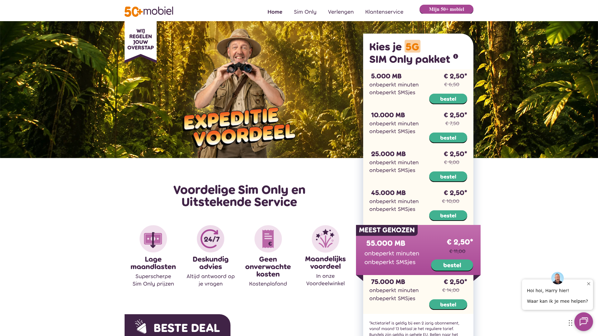 Screenshot van 50plusmobiel.nl