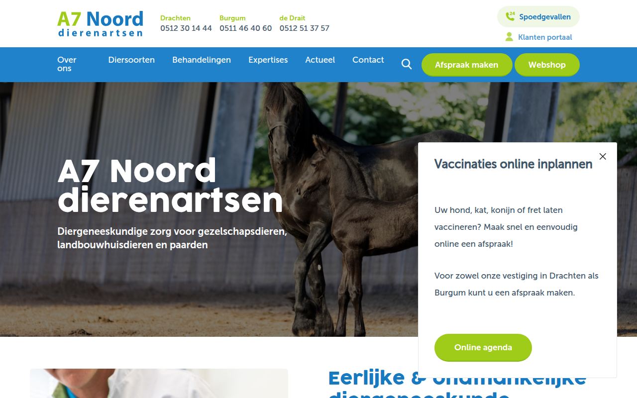 Screenshot van a7noorddierenartsen.nl