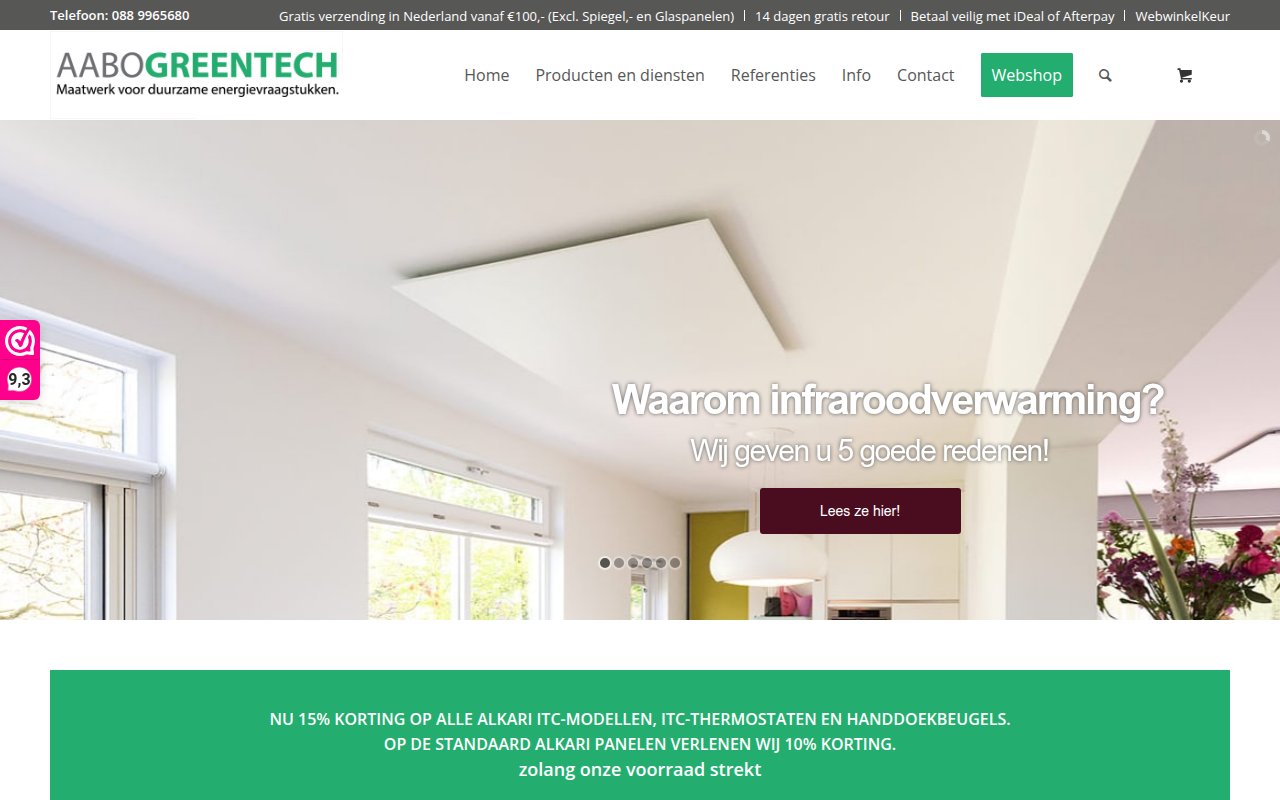Screenshot van aabogreentech.nl