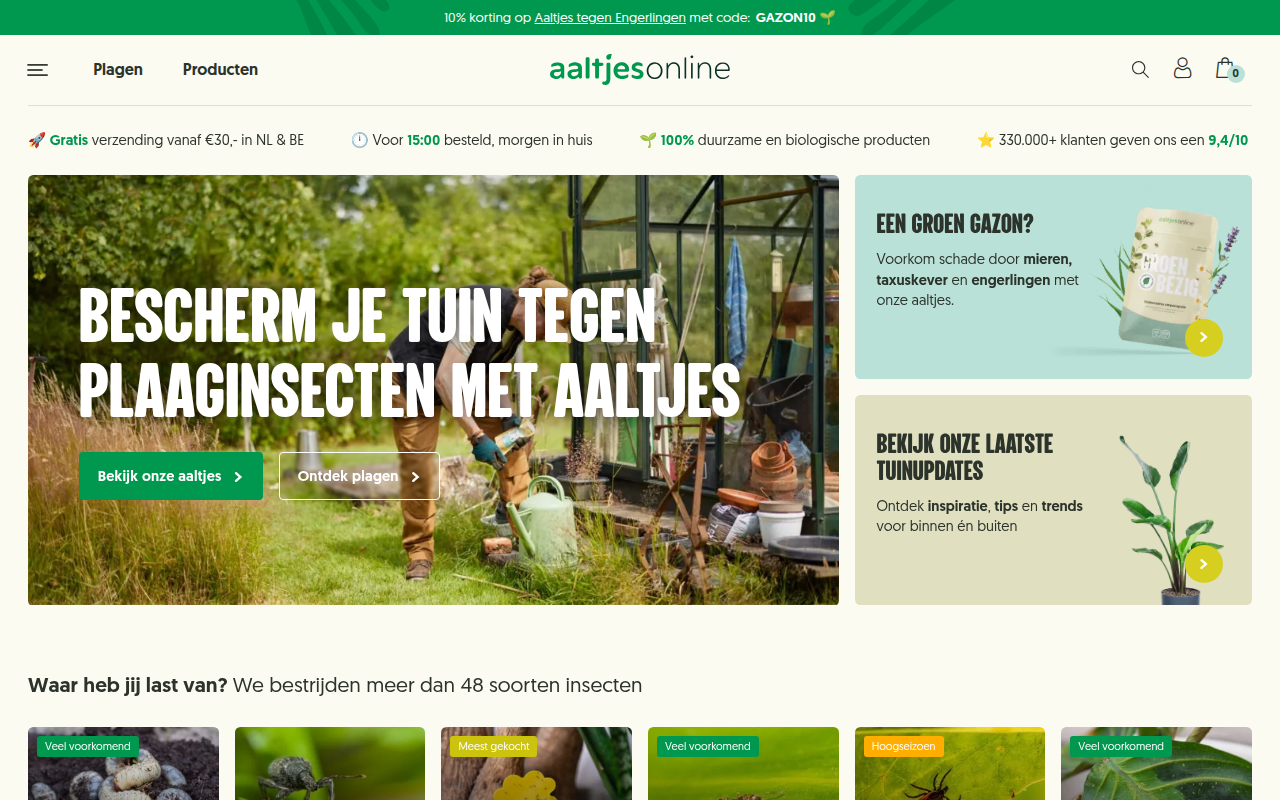 Screenshot van aaltjesonline.nl