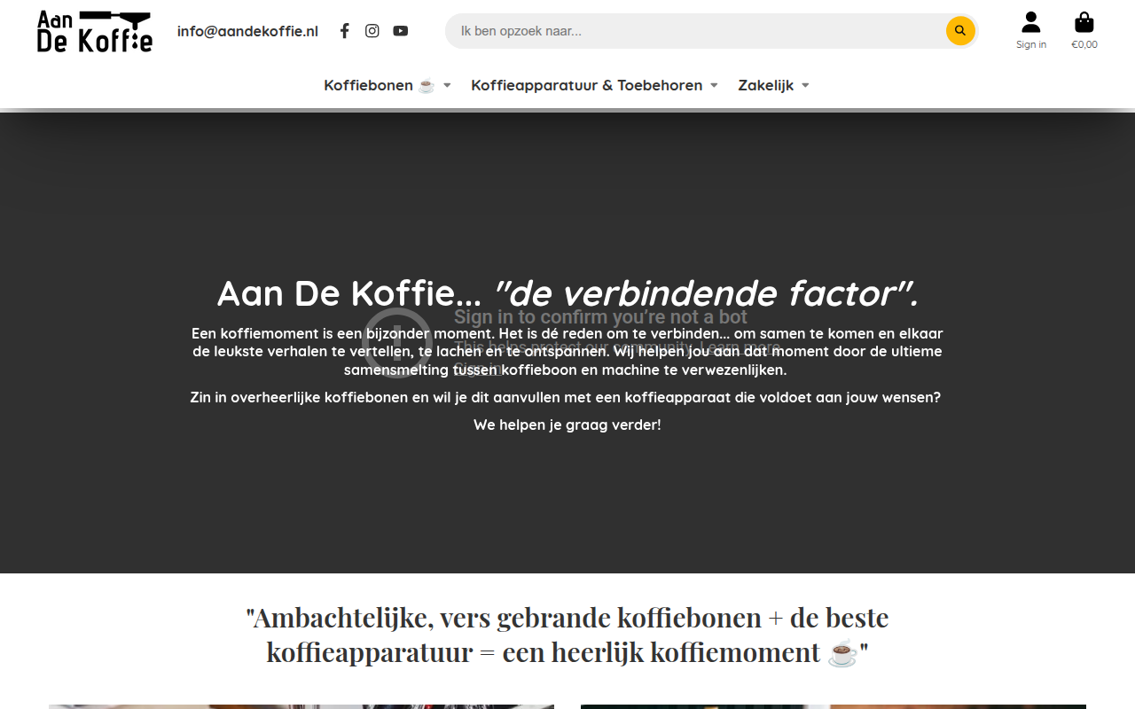 Screenshot van aandekoffie.nl