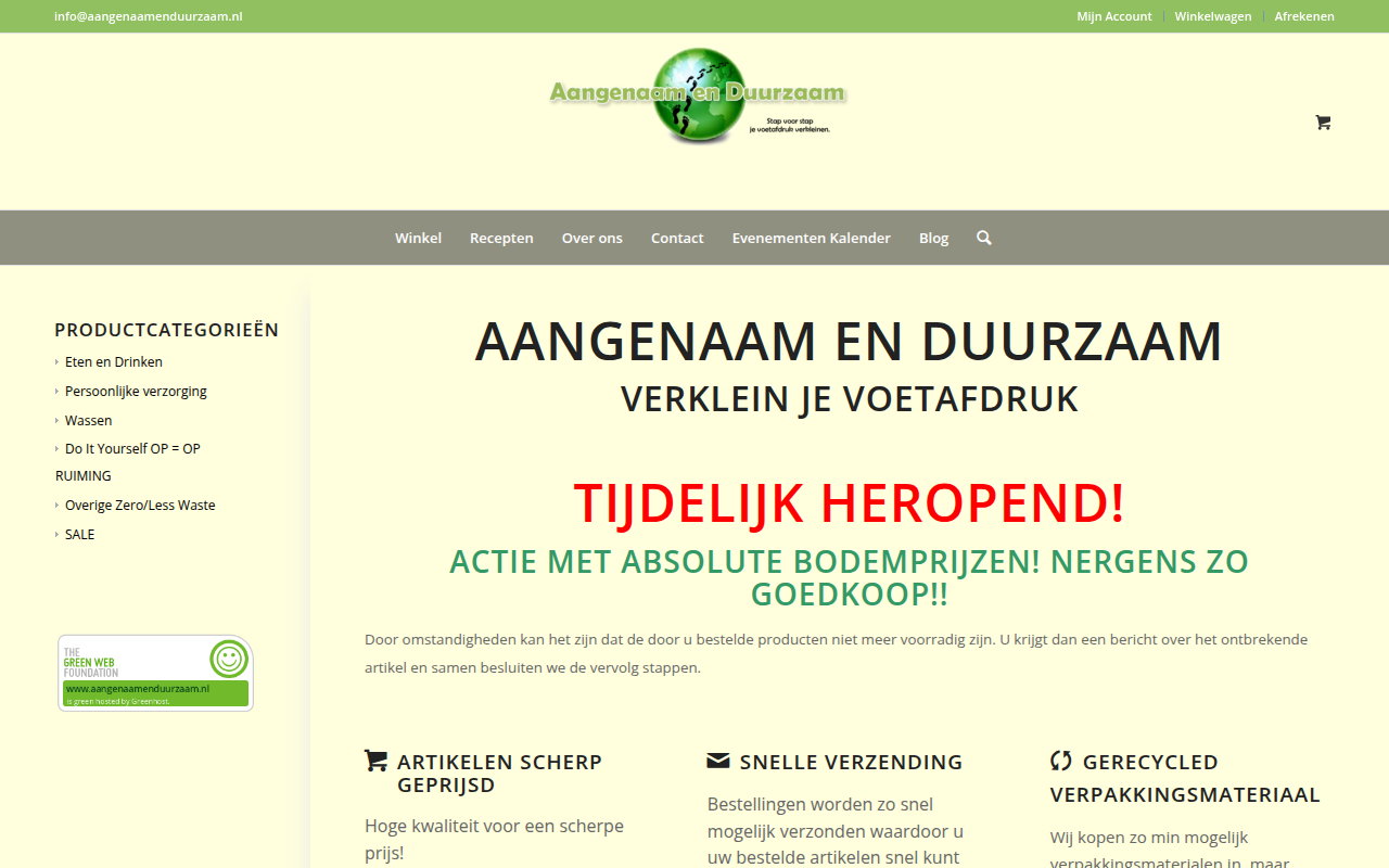 Screenshot van aangenaamenduurzaam.nl