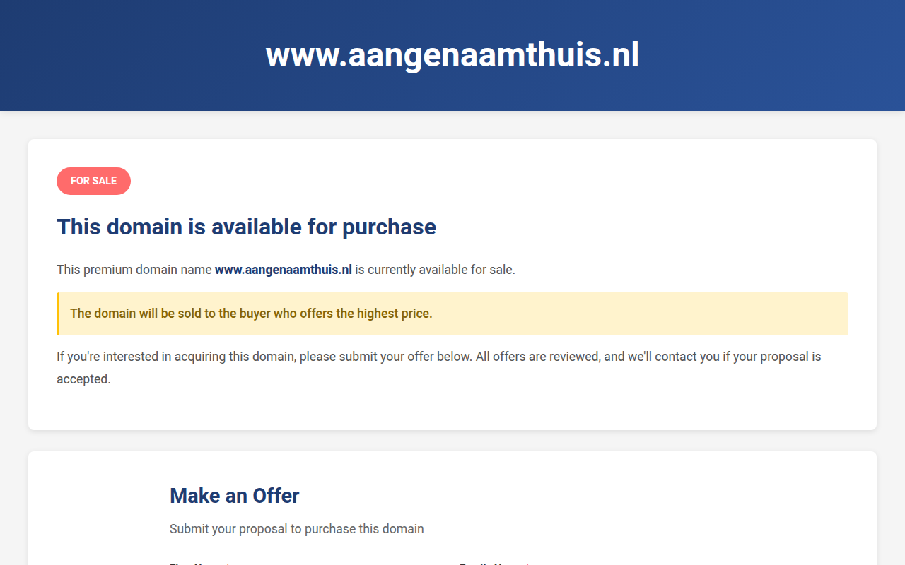 Screenshot van aangenaamthuis.nl