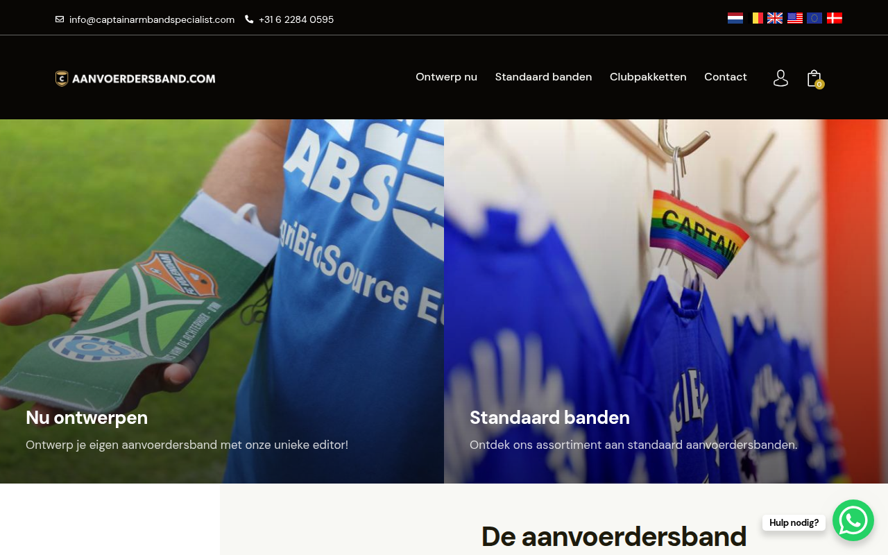 Screenshot van aanvoerdersband.com