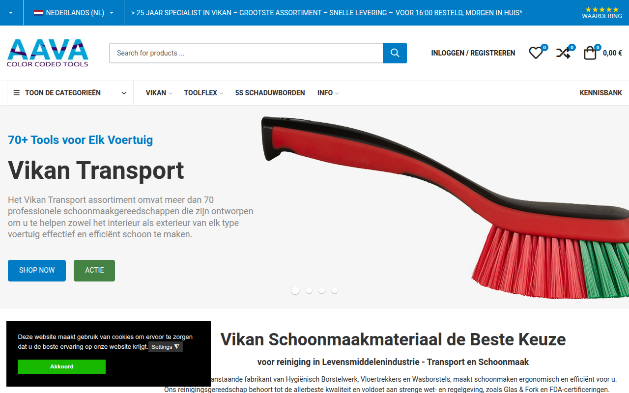 Screenshot van aava.nl