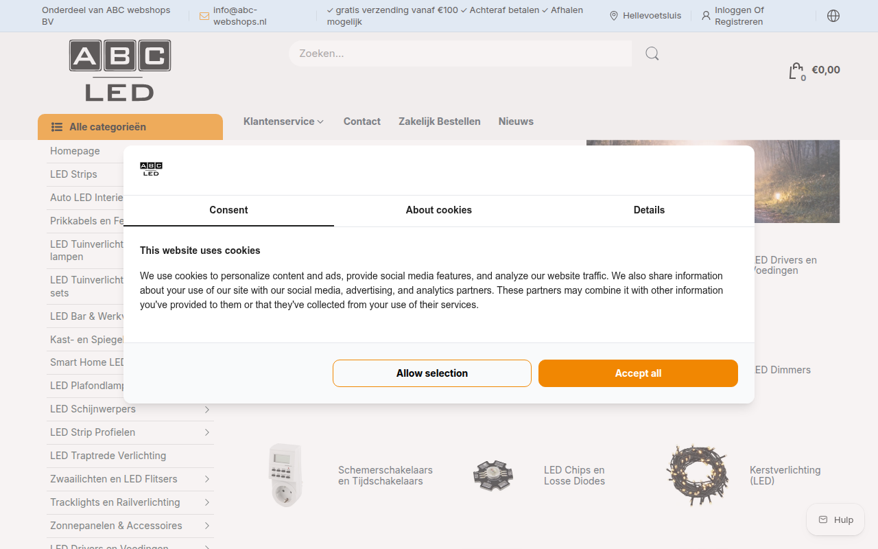 Screenshot van abc-led.nl