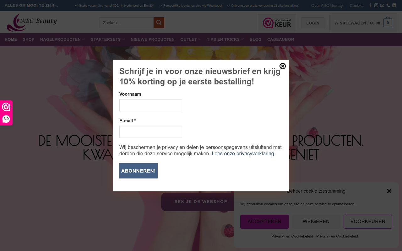 Screenshot van abcbeauty.nl