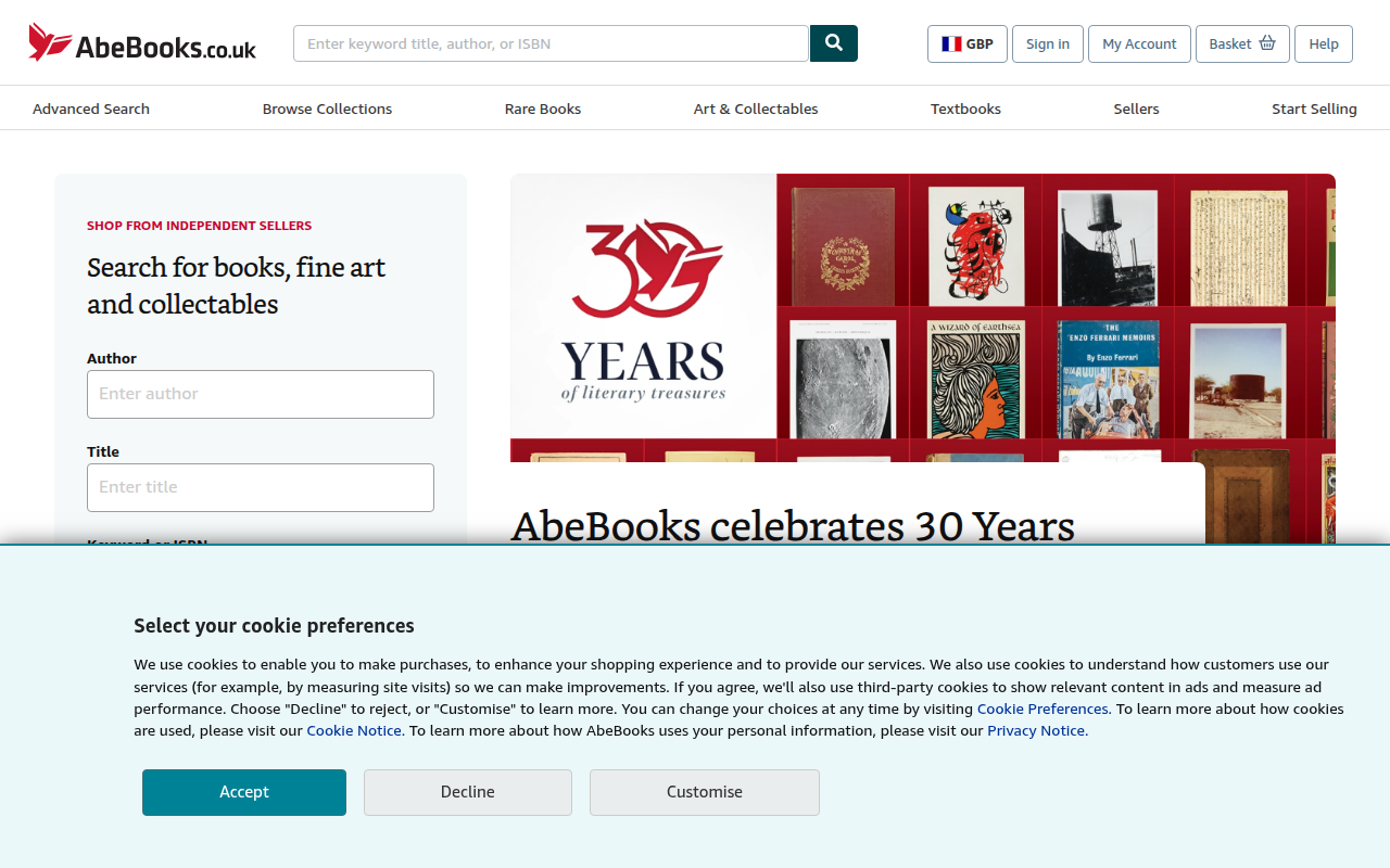 Screenshot van abebooks.co.uk