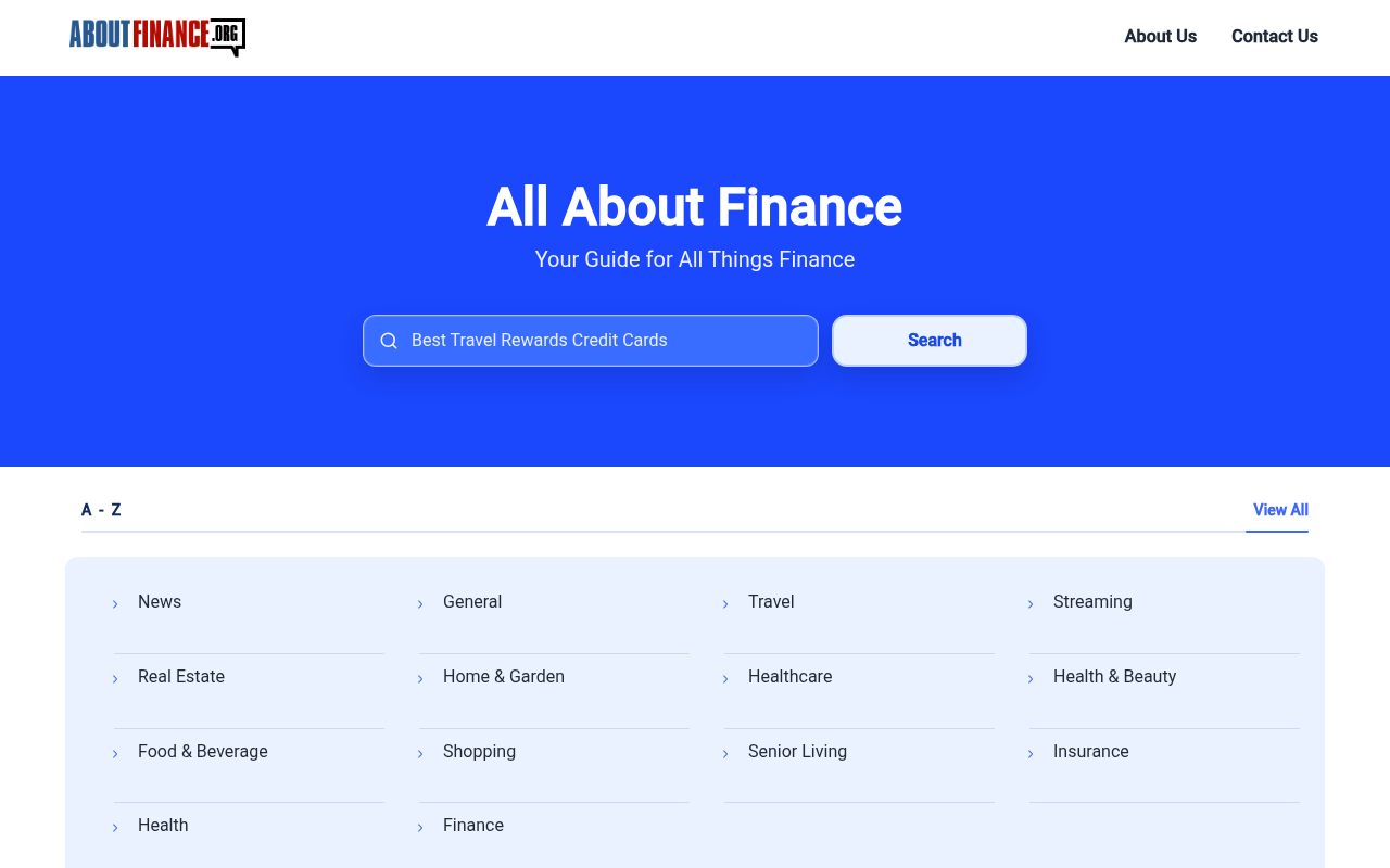 Screenshot van aboutfinance.org