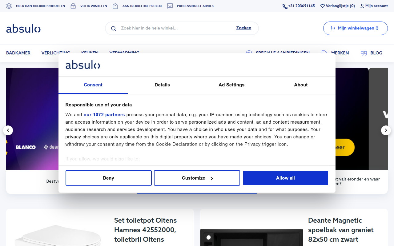 Screenshot van absulo.nl