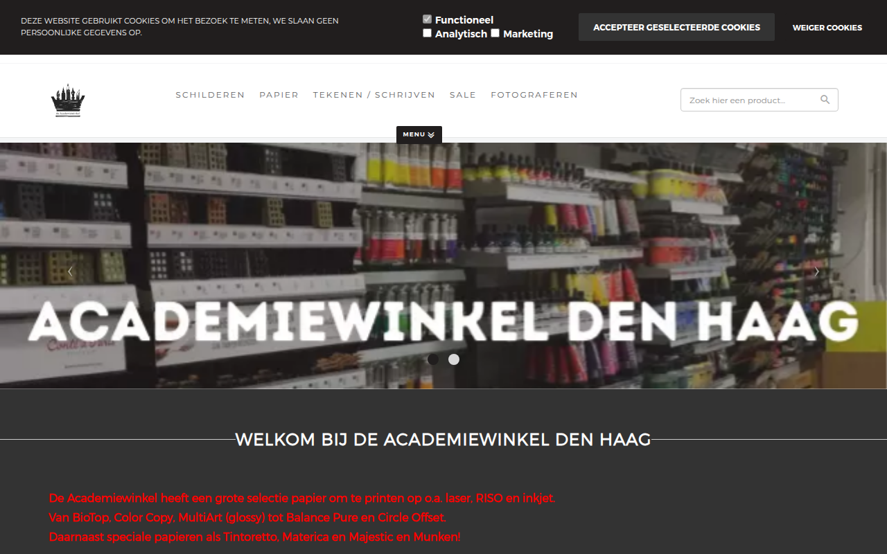 Screenshot van academiewinkel.nl