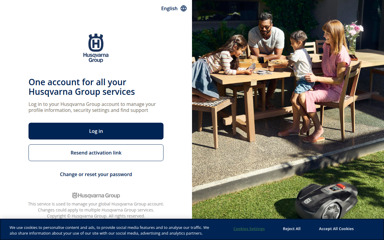 Screenshot van account.husqvarnagroup.com