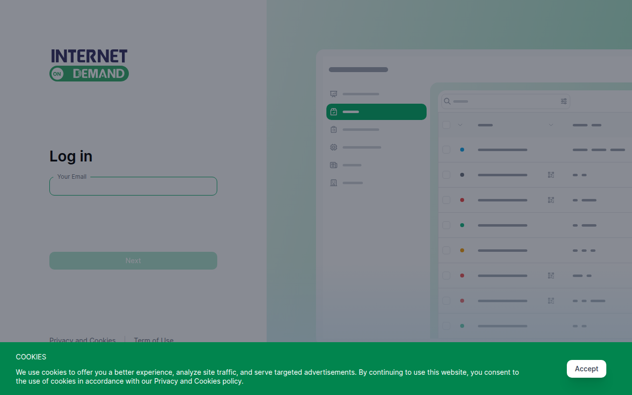 Screenshot van account.internetondemand.nl