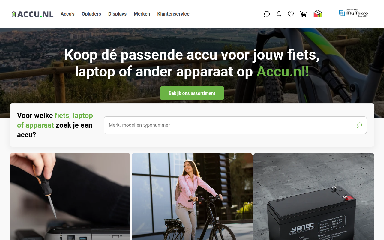 Screenshot van accu.nl