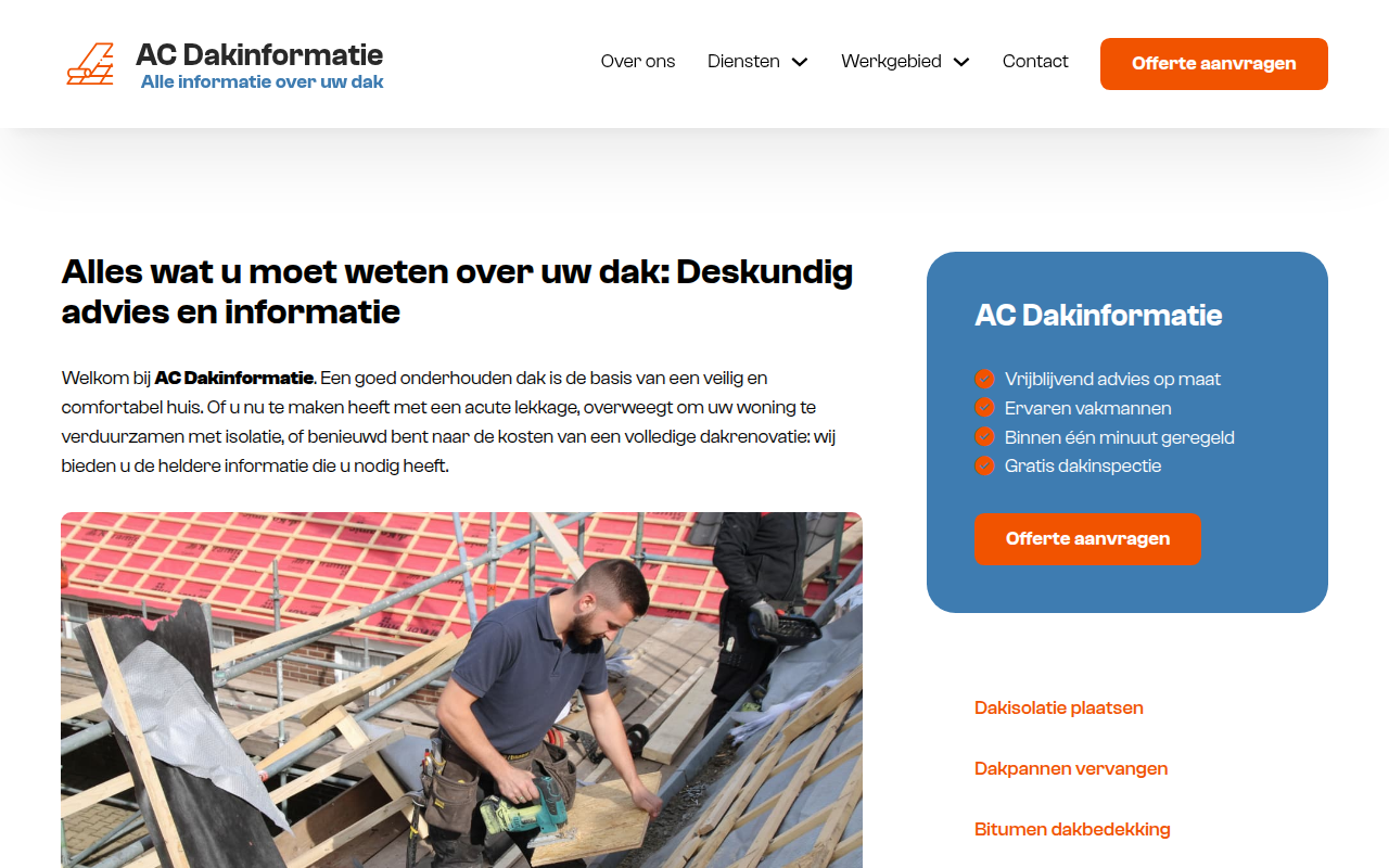Screenshot van acdak.nl